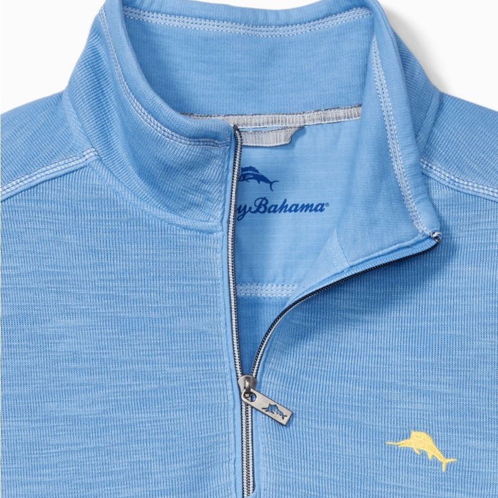 Tommy Bahama Big and Tall half zip blue sweater